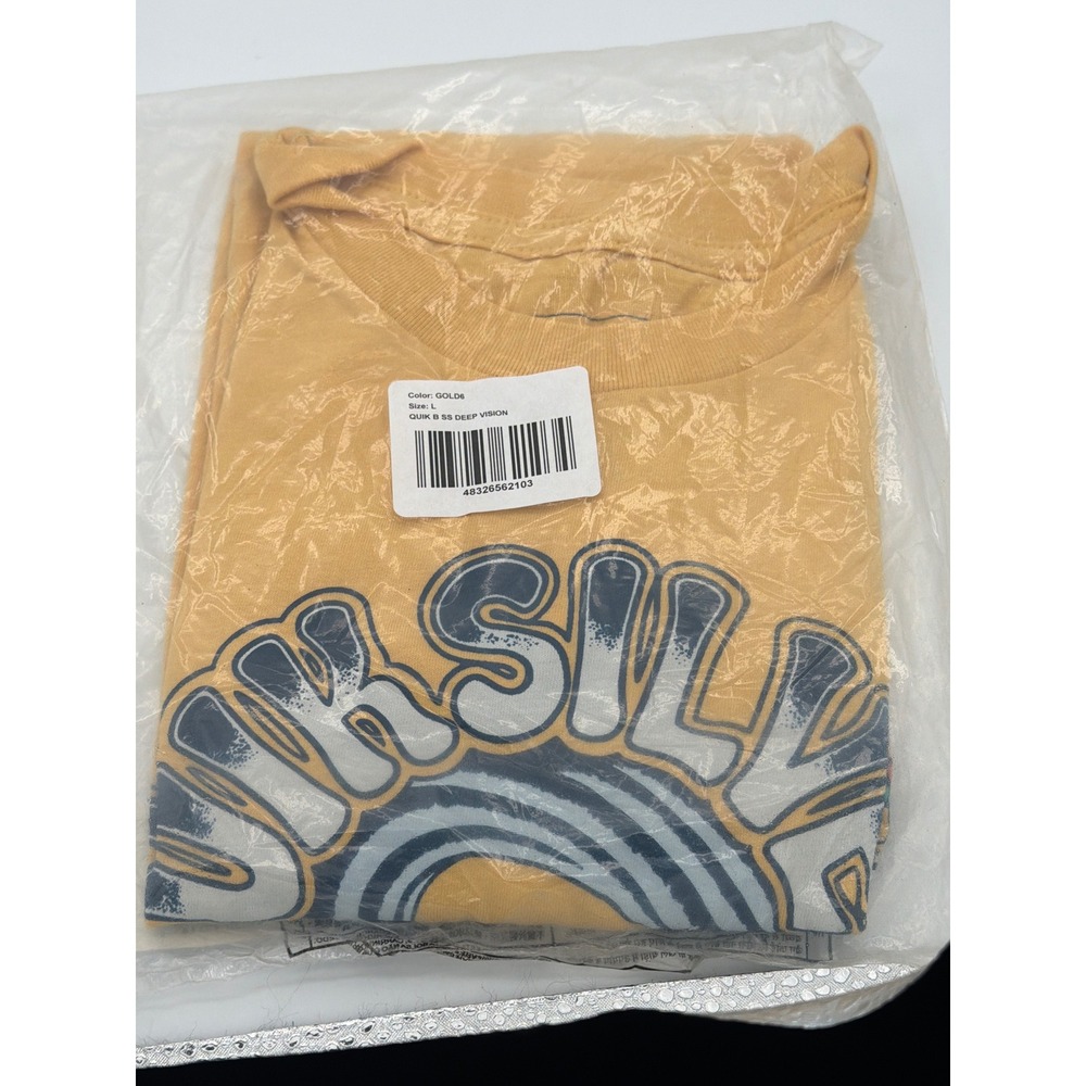 Quiksilver Boys Deep Vision Graphic T-Shirt Gold Yellow Size Large L NEW